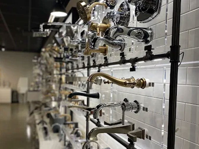 Faucet display at The Plumbing Warehouse LCR