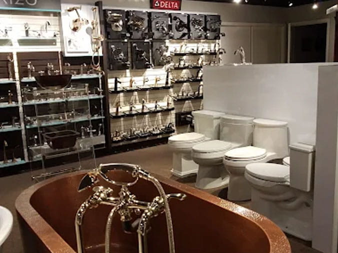 INterior shot of the showroom at the Plumbing Warehouse Monroe LA
