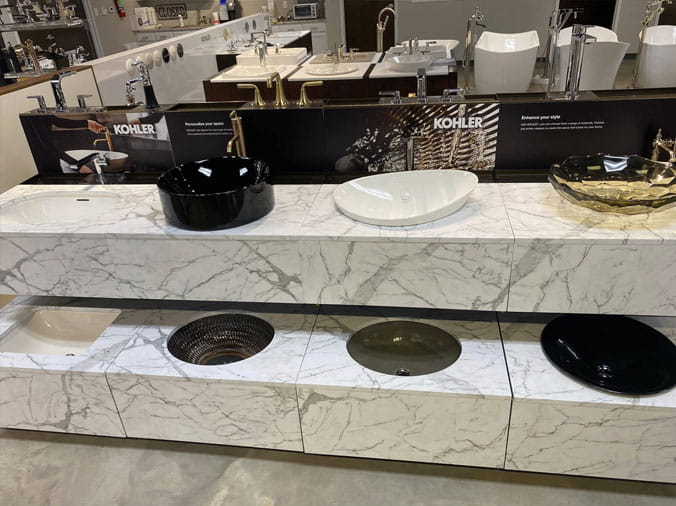 Sink basin displayt at The Plumbing Warehouse LCR